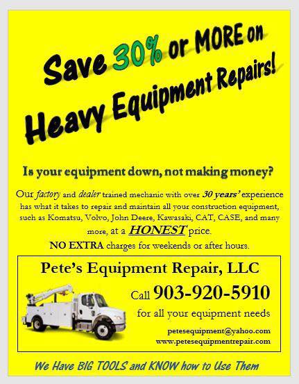 Pete's Equipment Repair Flyer